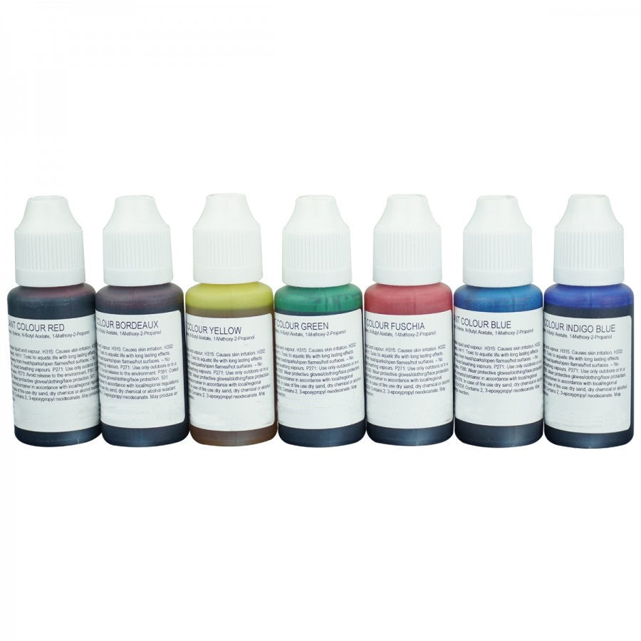 7 Coloured Dyes in Bottles (30ml) – Creative Paints Ltd